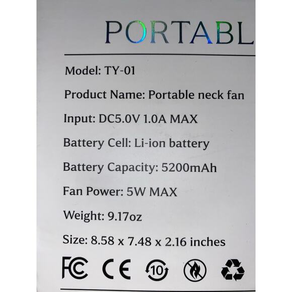 Hotsales Neck Fan, Hands Free Bladeless Fans Portable Rechargeable Black - Picture 7 of 8